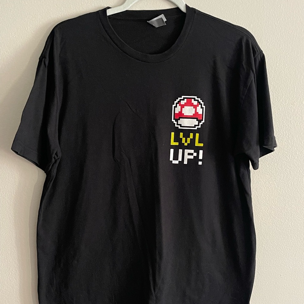 Next Level Apparel Black 'LVL UP!' Short Sleeve Tee Gaming TShirt